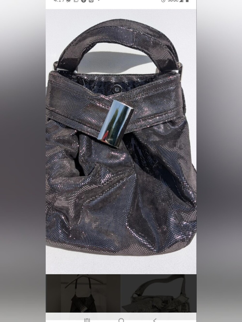 Kooba Shimmering Black Hobo with Silver Accent